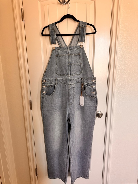 Quince Pants - Quince Light Blue Denim Overalls size XL NWT 100% organic cotton